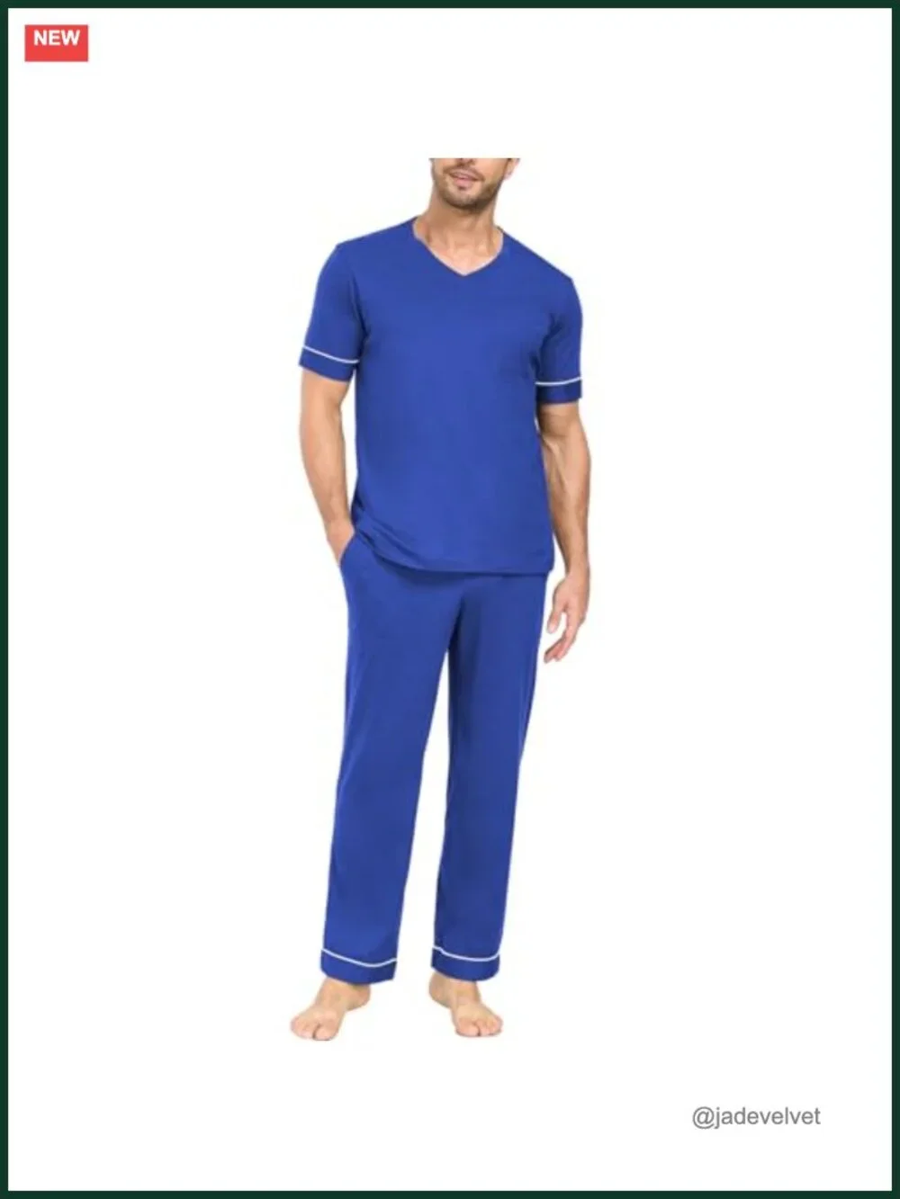 Men's 100% Cotton Short Sleeve Pajama Set with Pockets Sleep Set